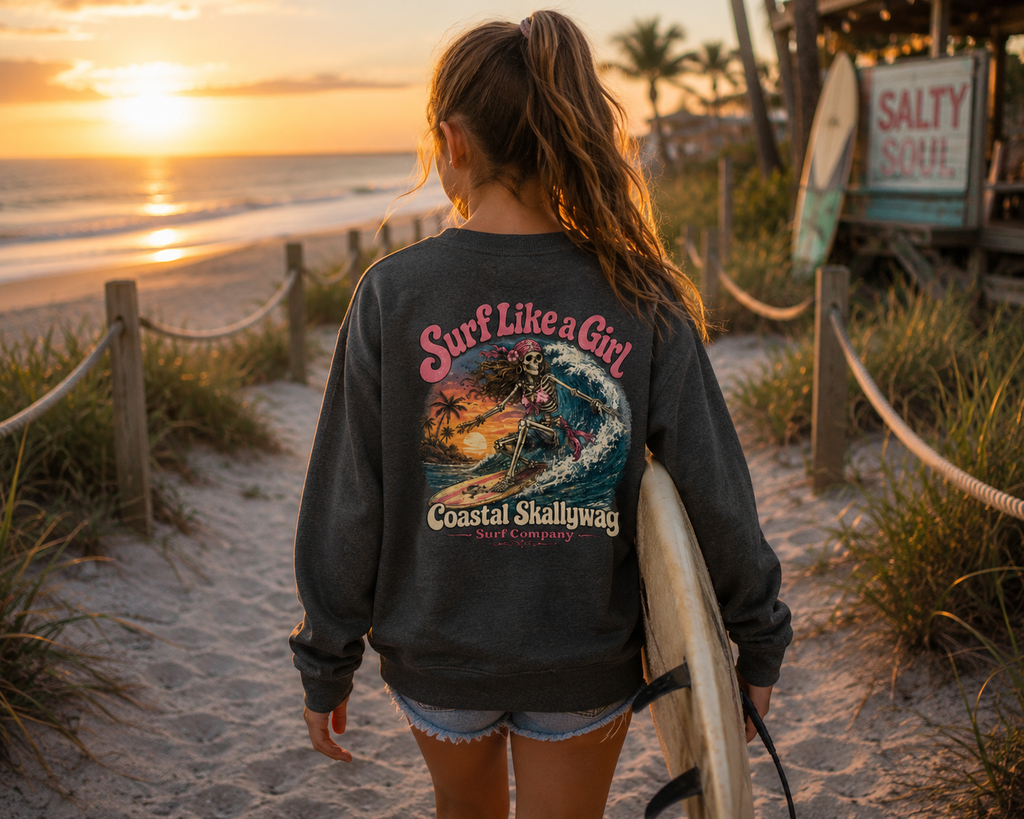 Surf Like A Girl™️Youth Crewneck