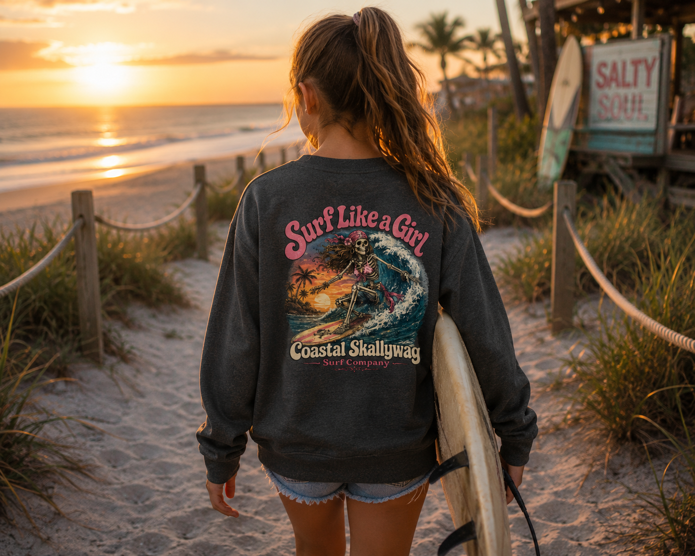 Surf Like A Girl™️Youth Crewneck