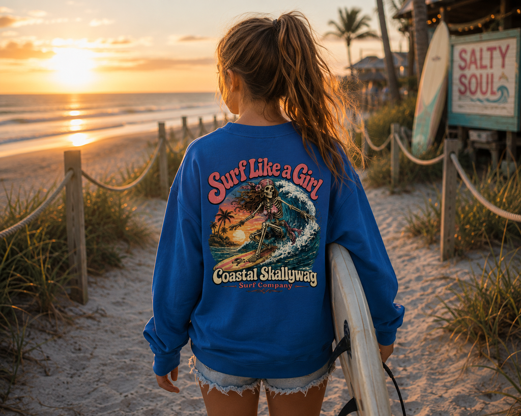 Surf Like A Girl™️Youth Crewneck