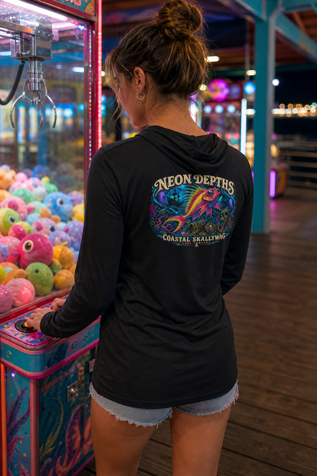 Neon Depths™️Long Sleeve Hooded T-shirt