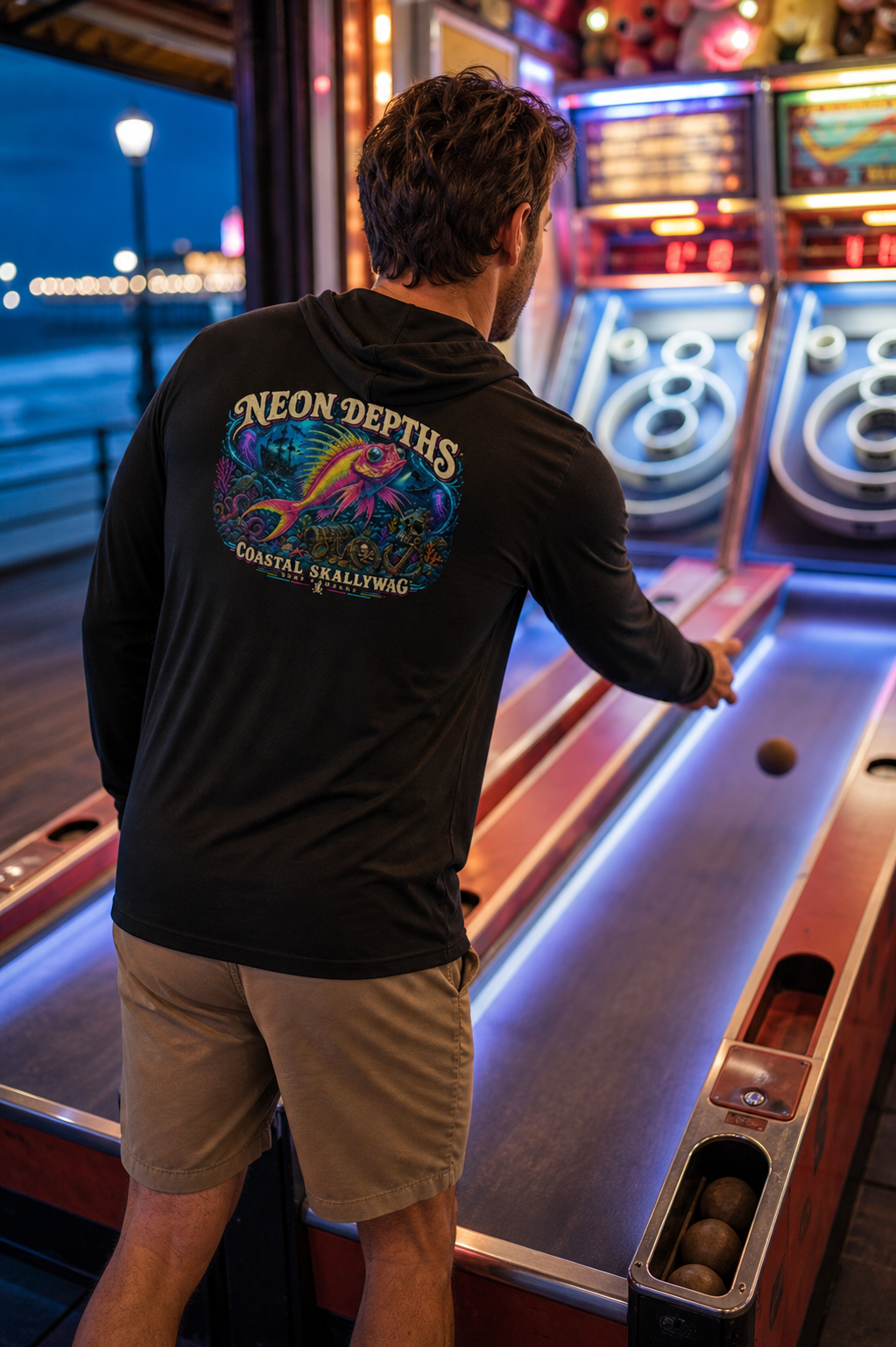 Neon Depths™️Long Sleeve Hooded T-shirt