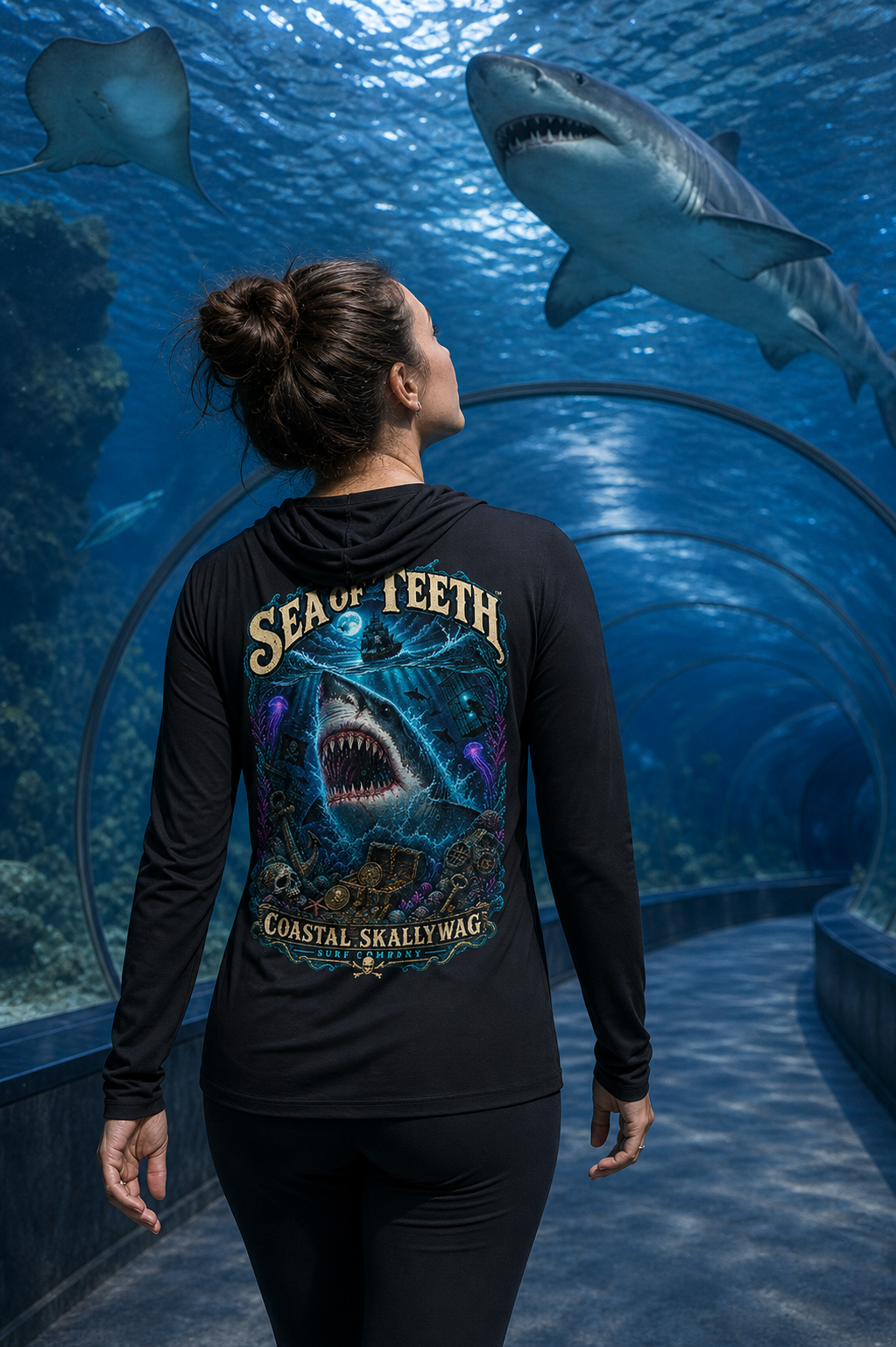 Sea of Teeth™️Long Sleeve Hooded T-shirt