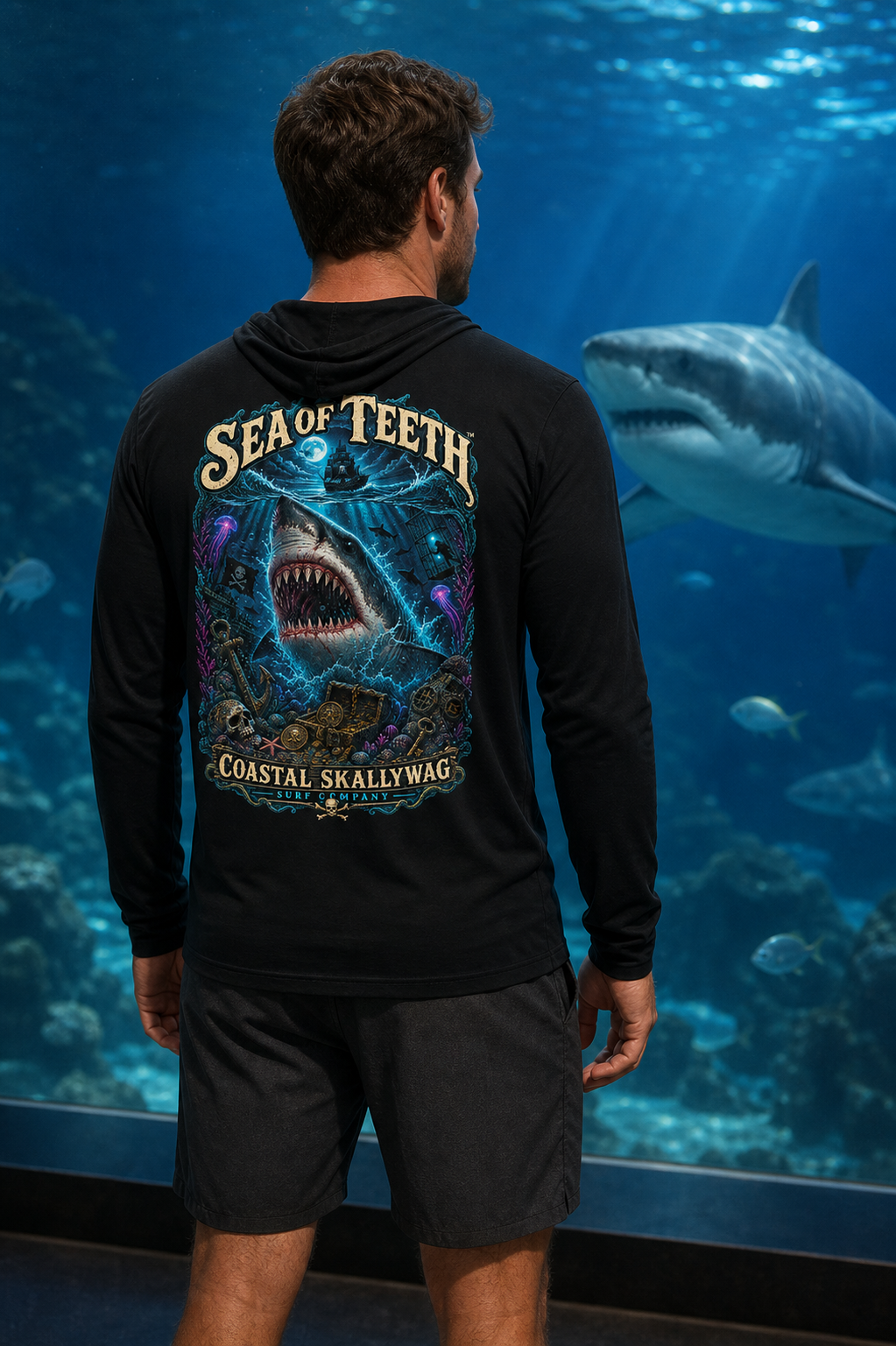 Sea of Teeth™️Long Sleeve Hooded T-shirt